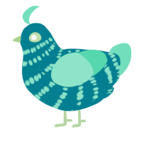 A sea and mint chicken with a bar pattern