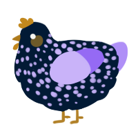 snowfield, a tumblr and lilac chicken with a speckle pattern