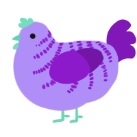 A lilac and violet chicken with a half-bar pattern