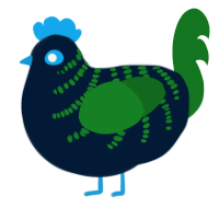 A tumblr and leaf chicken with a half-bar pattern