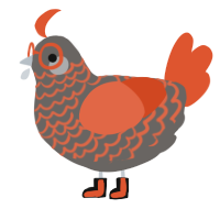 A grey and vermilion chicken with a lace pattern