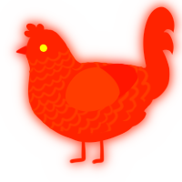 Fireboy, a vermilion chicken with a lace pattern