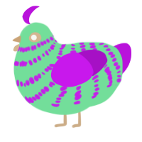 Aqua, a spring and amethyst chicken with a bar pattern