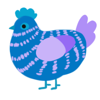 A sapphire and lilac chicken with a bar pattern