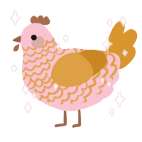 Glitz, a rose and orange chicken with a lace pattern