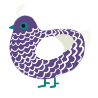 Ultramarine, a overcast and white chicken with a lace pattern