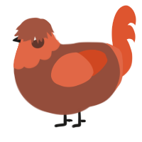 Chili Bean, a russet and vermilion chicken with a head pattern