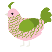 Eoopy Eoobert, a rose and chartreuse chicken with a lace pattern