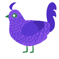 Genshin Impact Grape, a blurple and indigo chicken with a lace pattern