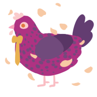 Purpleberry, a amethyst and indigo chicken with a speckle pattern