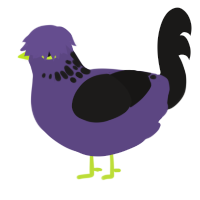 Greyson, a overcast and sable chicken with a neck-speckle pattern