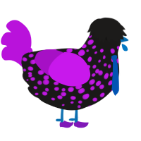 A sable and amethyst chicken with a speckle pattern