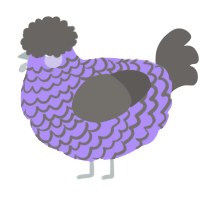 Granny, a lilac and grey chicken with a lace pattern