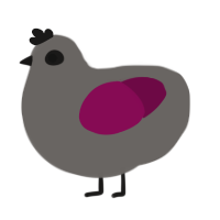 A grey and wine chicken