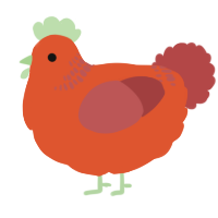 A vermilion and red chicken with a neck-band pattern