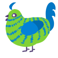 A grass and sapphire chicken with a bar pattern