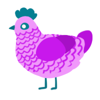 A lavender and amethyst chicken with a lace pattern