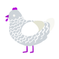A mist and white chicken with a lace pattern