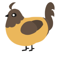 A honey and bark chicken with a head pattern