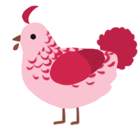 A rose and crimson chicken with a half-lace pattern