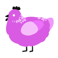 A orchid and lavender chicken with a neck-speckle pattern