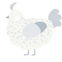 A white and mist chicken with a speckle pattern