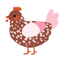 A russet and rose chicken with a speckle pattern