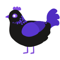 A sable and indigo chicken with a neck-speckle pattern