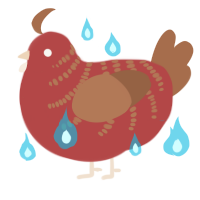 Dragon, a red and brown chicken with a half-bar pattern