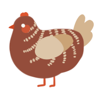 A russet and beige chicken with a half-bar pattern