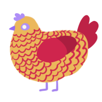 Society, a honey and crimson chicken with a lace pattern