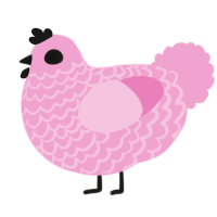 Googly, a pink chicken with a lace pattern