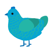 A cerulean and turquoise chicken with a lace pattern