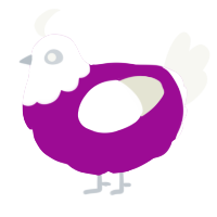 A plum and white chicken with a head pattern