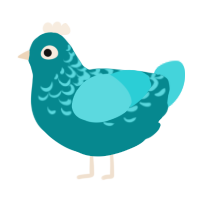 A teal and aqua chicken with a half-lace pattern