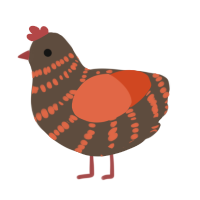 A bark and vermilion chicken with a bar pattern