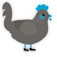 A grey chicken with a neck-speckle pattern