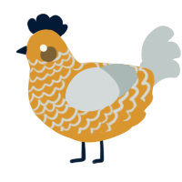 A orange and silver chicken with a lace pattern