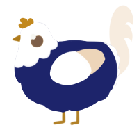 (unnamed), a navy and cream chicken with a head pattern