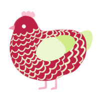 Caked, a crimson and apple chicken with a lace pattern