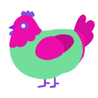 Watermelon high, a spring and fuchsia chicken with a head pattern