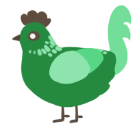 Failure 22, a viridian and spring chicken with a neck-speckle pattern