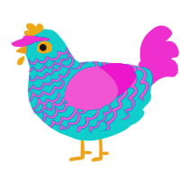 Casete, a sky and orchid chicken with a lace pattern