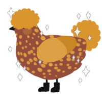 Solaria, a russet and orange chicken with a speckle pattern
