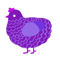 A violet and blurple chicken with a lace pattern