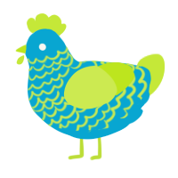 Lime Soda, a cerulean and lime chicken with a lace pattern