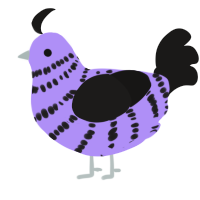 Grimace Shake, a lilac and sable chicken with a bar pattern