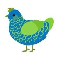 No Algae, a sapphire and grass chicken with a lace pattern