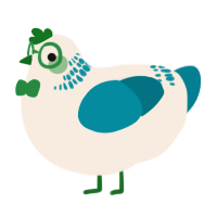 A cream and sea chicken with a neck-band pattern