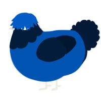 A ultramarine and tumblr chicken with a head pattern